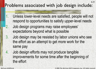 Outdated Job Design HBO Handout Chapter 6 (Job design, Work, and Motivation) | PPT