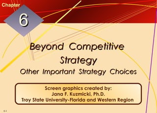Chapter

6
Beyond Competitive
Strategy
Other Important Strategy Choices
Screen graphics created by:
Jana F. Kuzmicki, Ph.D.
Troy State University-Florida and Western Region
6-1

 