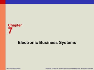 Electronic Business Systems Chapter 7 McGraw-Hill/Irwin Copyright   © 2009 by The McGraw-Hill Companies, Inc. All rights reserved. 