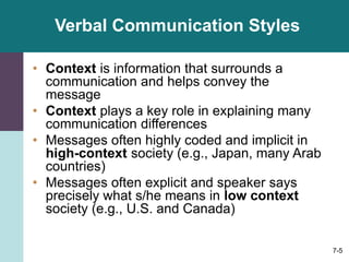 CH 7 CROSS-CULTURAL COMMUNICATION AND NEGOTIATION | PPT