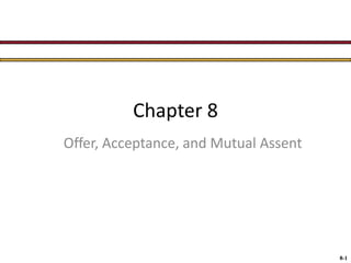 Chapter 8
Offer, Acceptance, and Mutual Assent

8-1

 