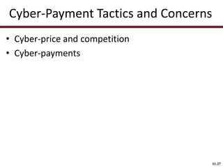 Cyber-Payment Tactics and Concerns
• Cyber-price and competition
• Cyber-payments

11-27

 