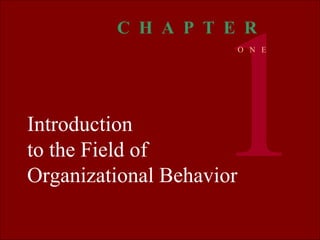 Organizational
BEHAVIOR
MCSHANE VON GLINOW
1 © The McGraw-Hill Companies, Inc. 2000Irwin/ McGraw-Hill
Introduction
to the Field of
Organizational Behavior
1
C H A P T E R
O N E
 