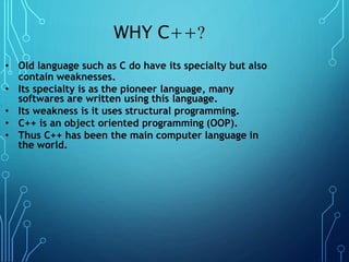 INTRODUCTION TO C++, Chapter 1 | PPTX