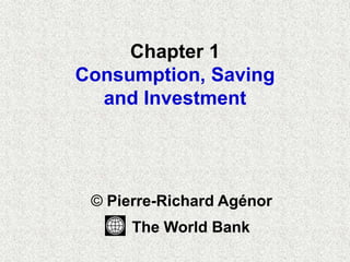Chapter 1
Consumption, Saving
and Investment
© Pierre-Richard Agénor
The World Bank
 