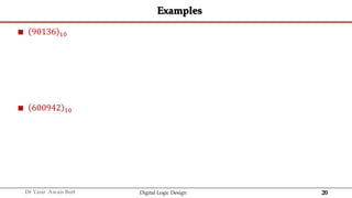 20
Dr Yasir Awais Butt Digital Logic Design
Examples
 90136 10
 600942 10
 