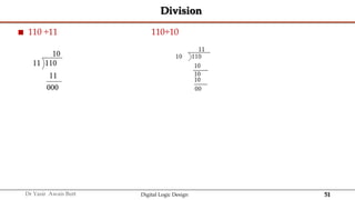 51
Dr Yasir Awais Butt Digital Logic Design
Division
 110 ÷11 110÷10

 