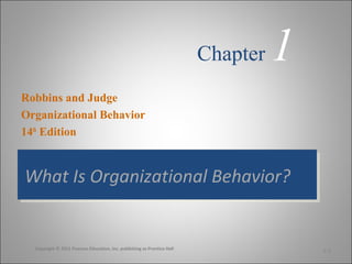 What Is Organizational Behavior?What Is Organizational Behavior?
Chapter 1
Robbins and Judge
Organizational Behavior
14th
Edition
Copyright © 2011 Pearson Education, Inc. publishing as Prentice Hall 1-1
 