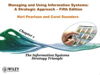 Managing and Using Information Systems:
  A Strategic Approach – Fifth Edition

    Keri Pearlson and Carol Saunders




        The Information Systems
           Strategy Triangle
 