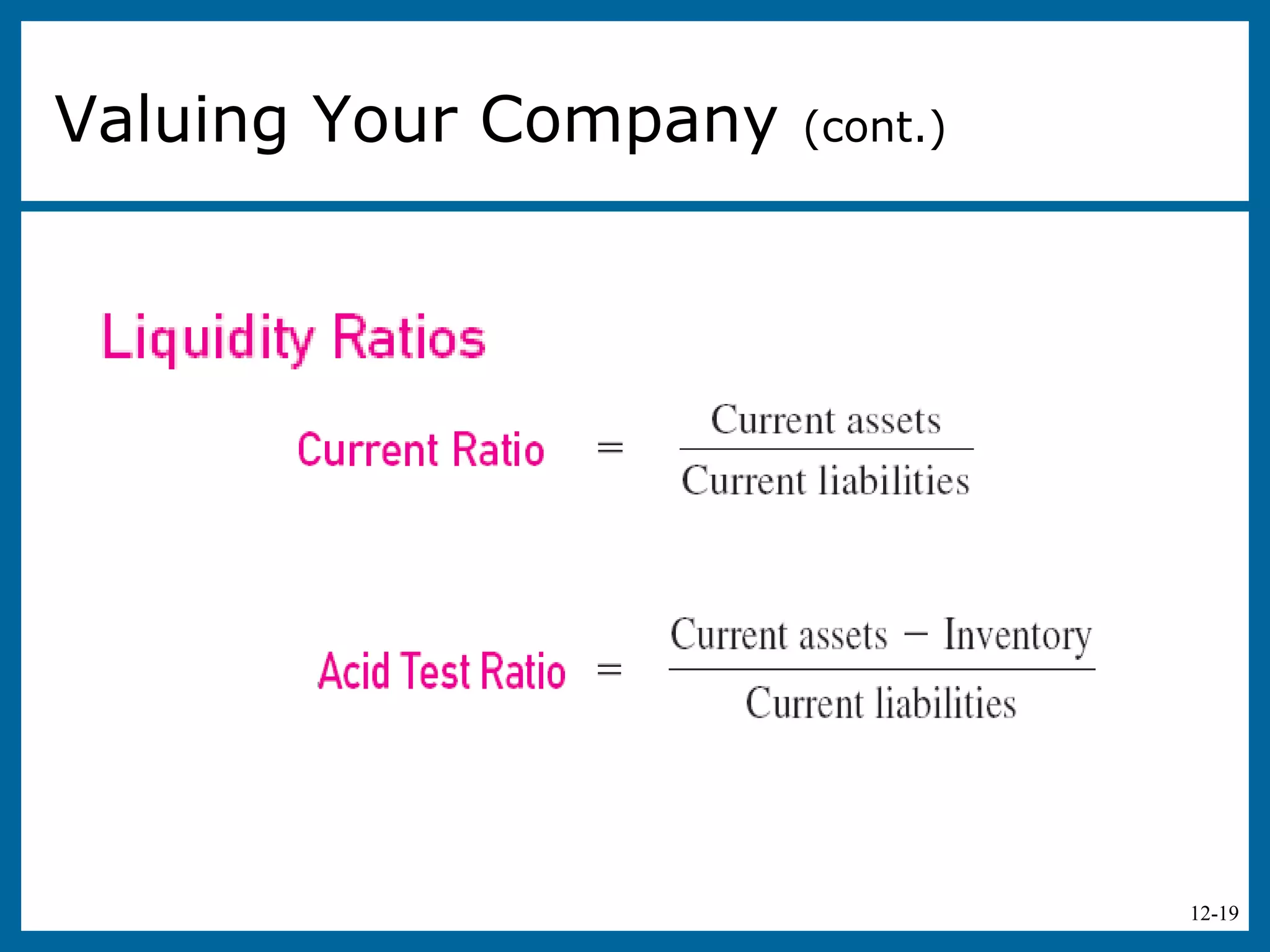 12-19
Valuing Your Company (cont.)
 