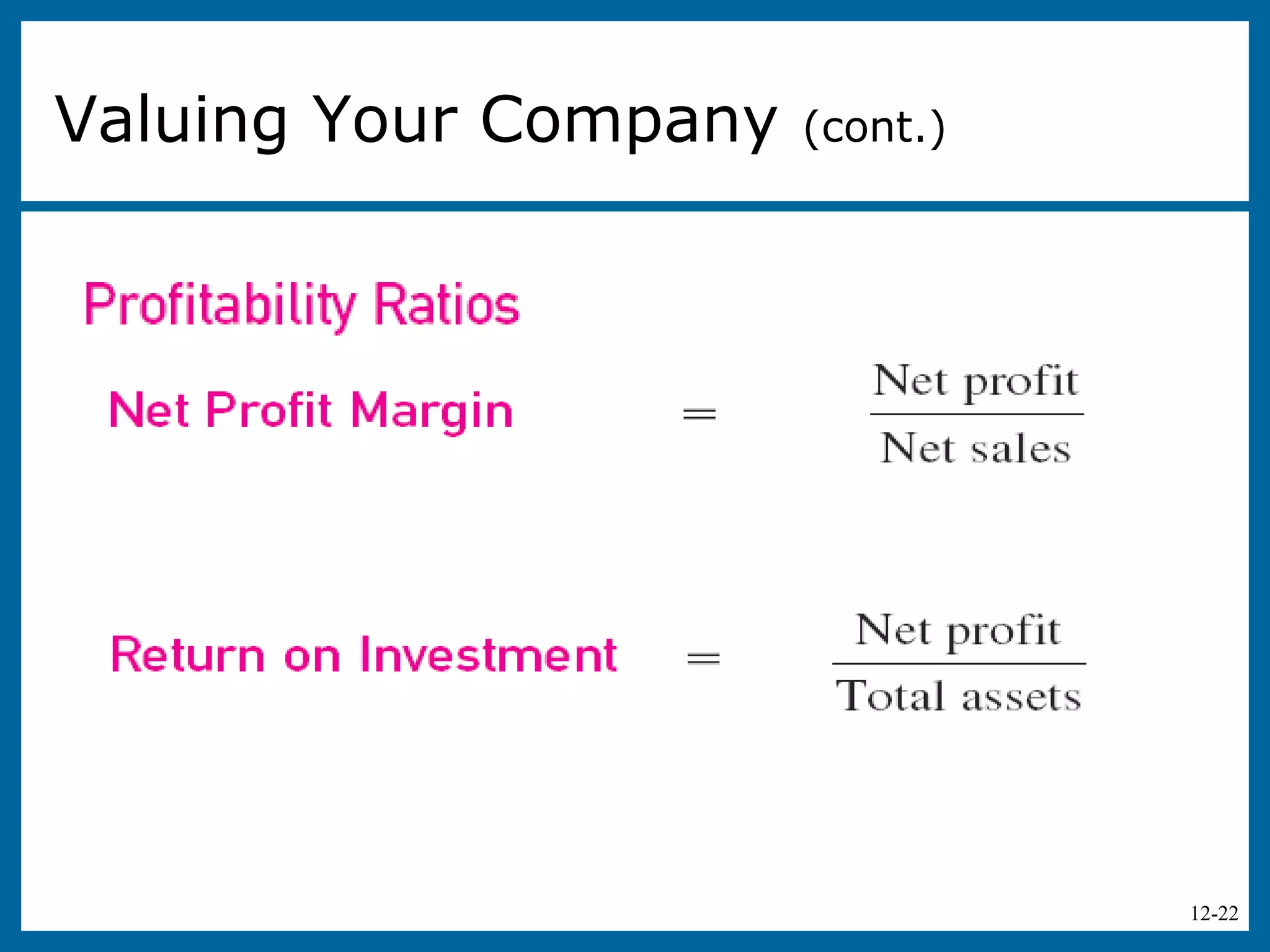 12-22
Valuing Your Company (cont.)
 
