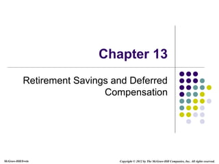 McGraw-Hill/Irwin Copyright © 2012 by The McGraw-Hill Companies, Inc. All rights reserved.
Chapter 13
Retirement Savings and Deferred
Compensation
 