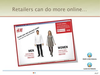 Retailers can do more online…




                           H&M’s (CSR) Website




                            Lands End Website


                                           15-27
 