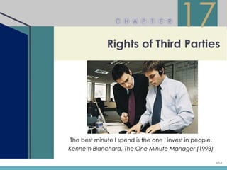 C H A P      T   E R
                                         17
              Rights of Third Parties




The best minute I spend is the one I invest in people.
Kenneth Blanchard, The One Minute Manager (1993)

                                                         17-1
 