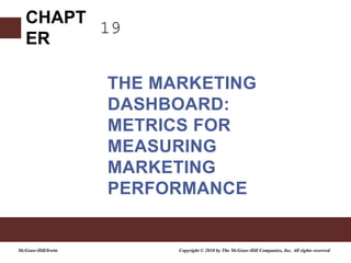 19 The Marketing Dashboard: Metrics for Measuring Marketing Performance Copyright © 2010 by The McGraw-Hill Companies, Inc. All rights reserved McGraw-Hill/Irwin 