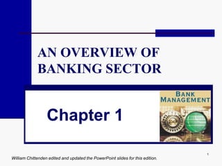 William Chittenden edited and updated the PowerPoint slides for this edition.
AN OVERVIEW OF
BANKING SECTOR
Chapter 1
1
 
