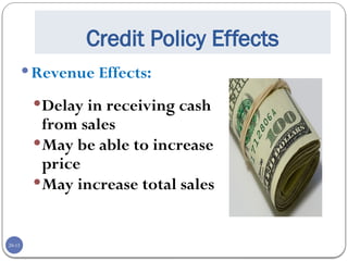 20-13
Credit Policy Effects
Revenue Effects:
Delay in receiving cash
from sales
May be able to increase
price
May increase total sales
 