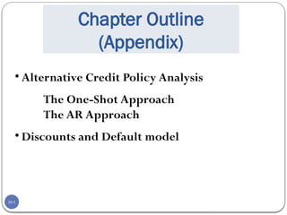 20-3
Chapter Outline
(Appendix)
• Alternative Credit Policy Analysis
The One-Shot Approach
The AR Approach
• Discounts and Default model
 