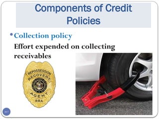 20-7
Components of Credit
Policies
Collection policy
Effort expended on collecting
receivables
 