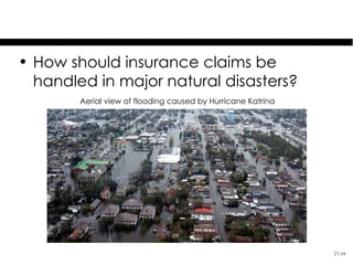 Thought Question
• How should insurance claims be
  handled in major natural disasters?
        Aerial view of flooding caused by Hurricane Katrina




                                                              27-34
 