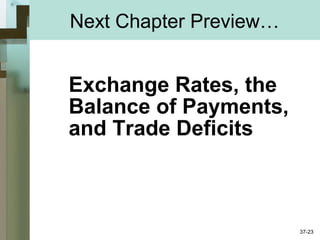 Next Chapter Preview…
Exchange Rates, the
Balance of Payments,
and Trade Deficits
37-23
 
