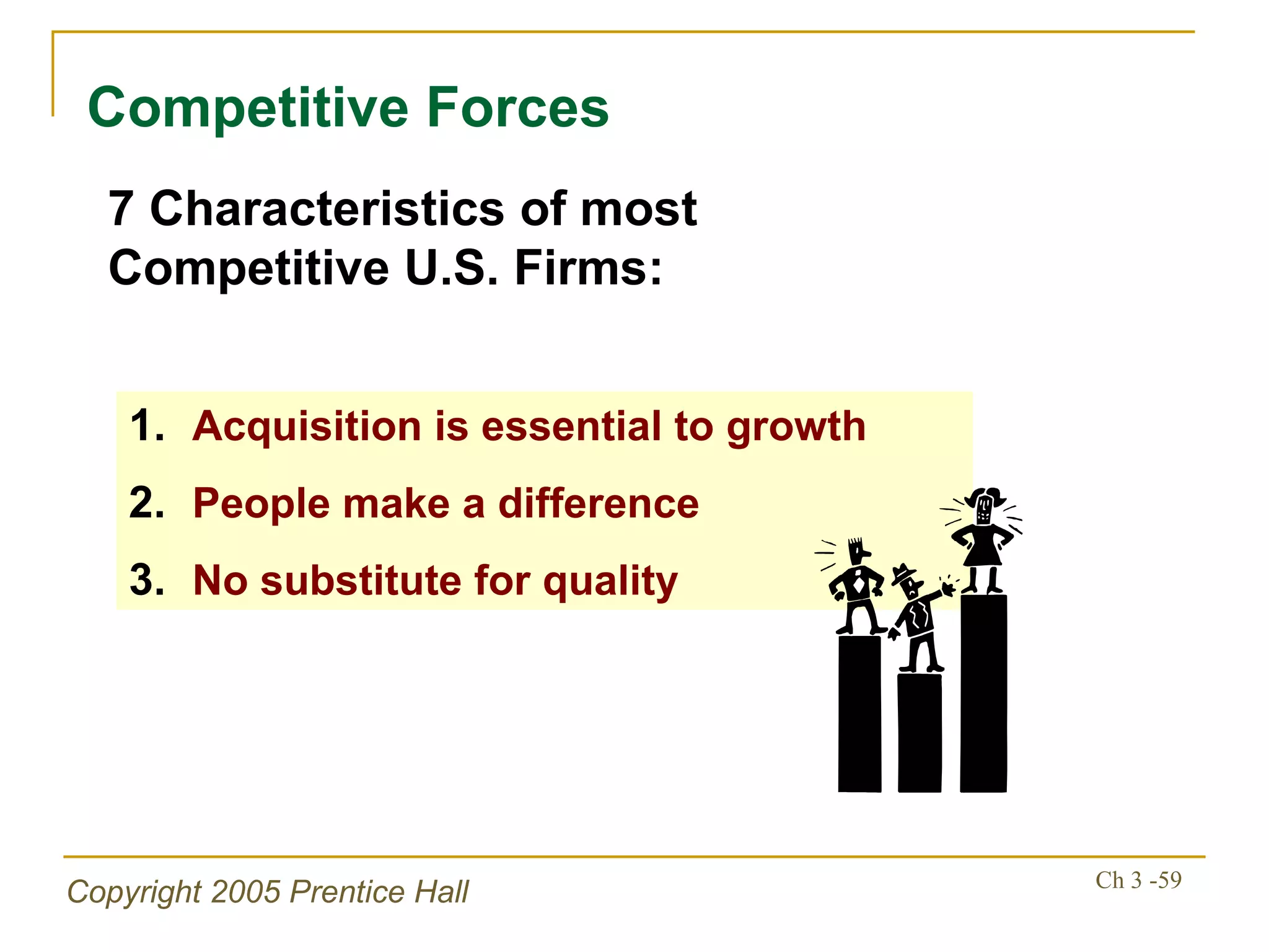 Competitive Forces Acquisition is essential to growth People make a difference No substitute for quality 7 Characteristics of most Competitive U.S. Firms: 