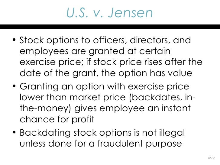Backdating employee stock options accounting and legal implications