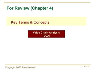 Key Terms & Concepts For Review (Chapter 4) Value Chain Analysis (VCA) 
