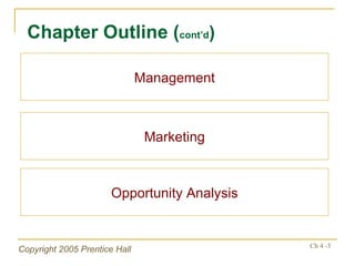 Chapter Outline ( cont’d ) Management Marketing Opportunity Analysis 