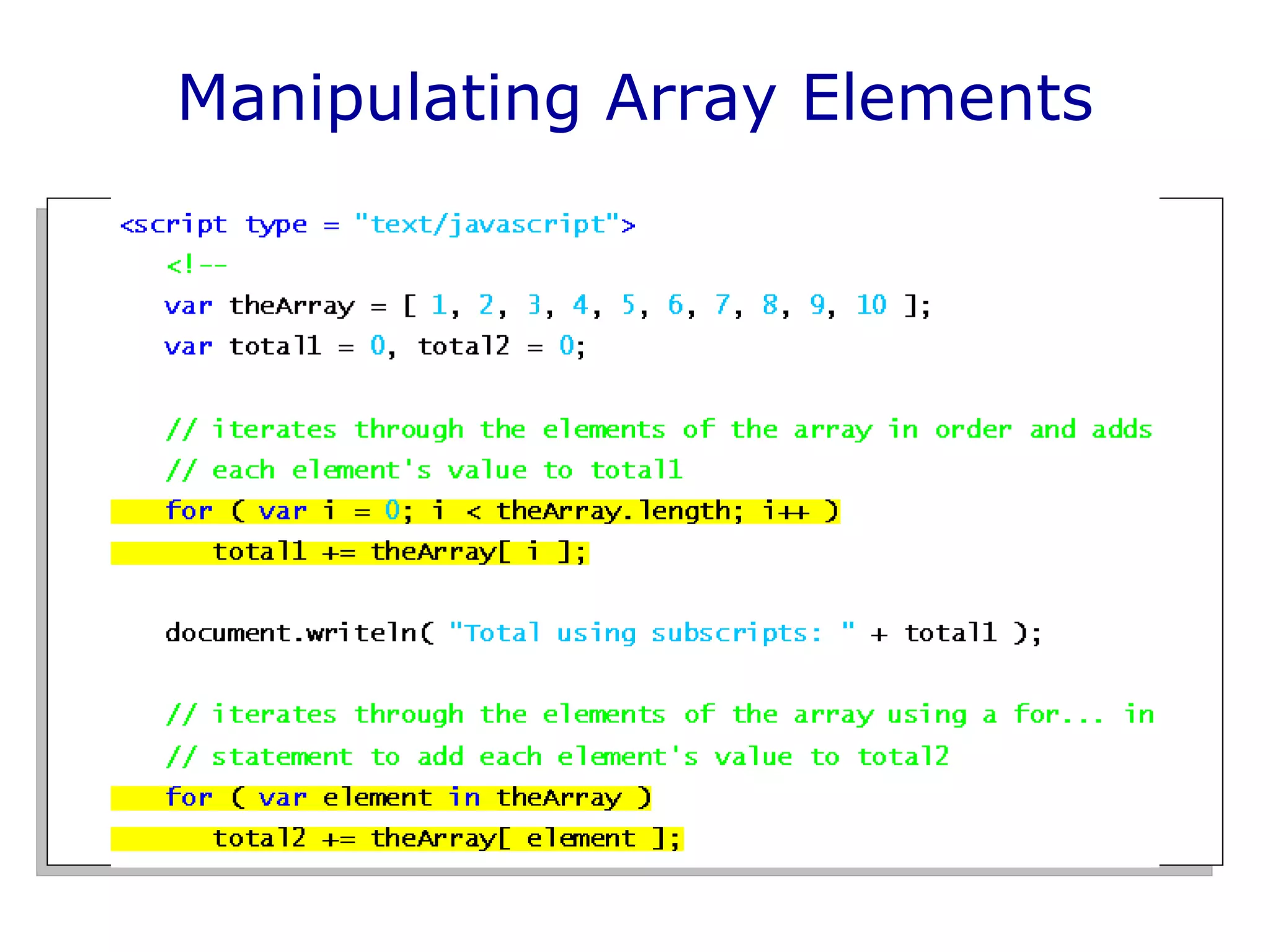Manipulating Array Elements 