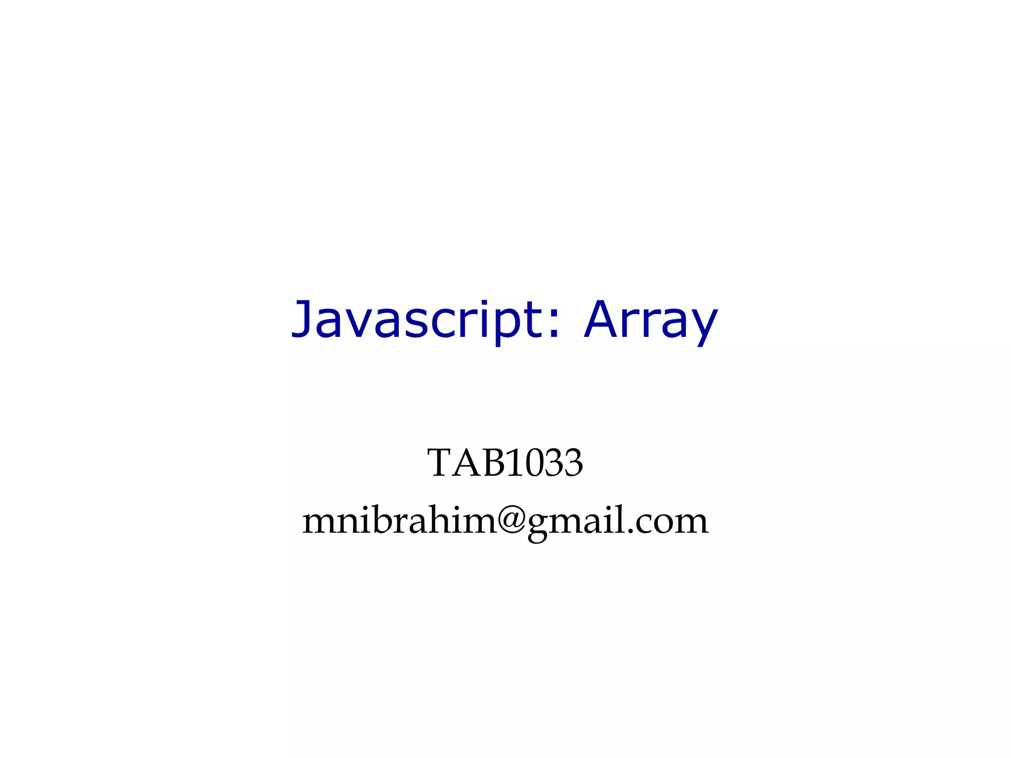 Javascript: Array TAB1033 [email_address] 