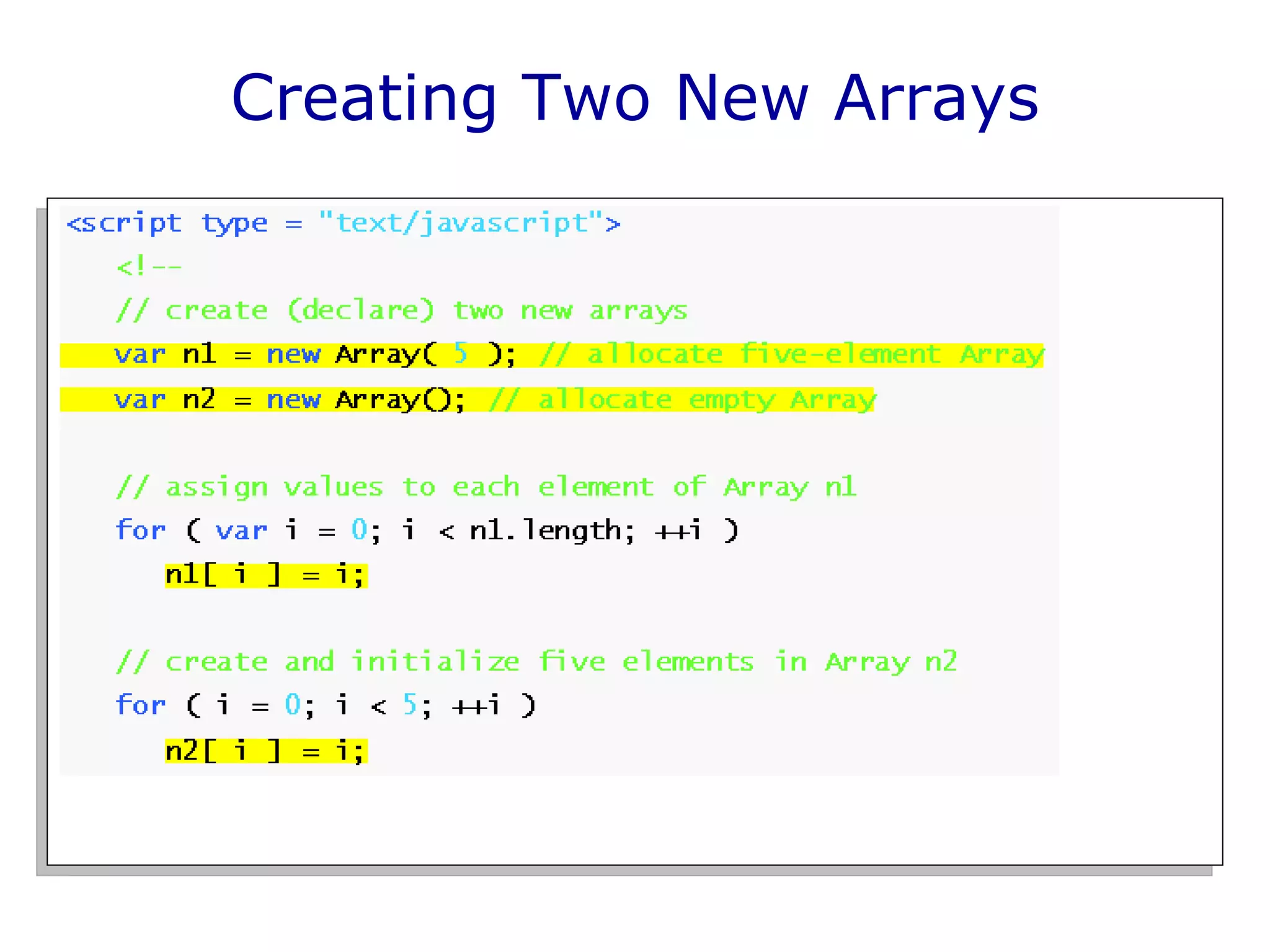 Creating Two New Arrays 