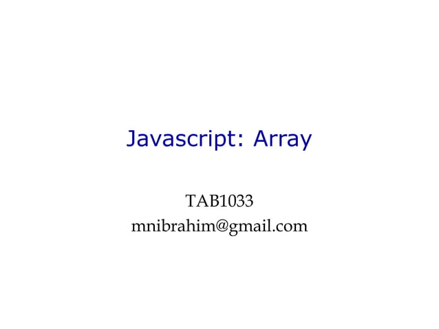 Javascript - Getting Good with Loop and Array | PPT