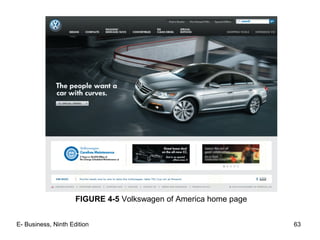 E- Business, Ninth Edition 63
FIGURE 4-5 Volkswagen of America home page
 