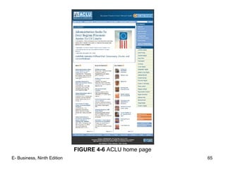E- Business, Ninth Edition 65
FIGURE 4-6 ACLU home page
 