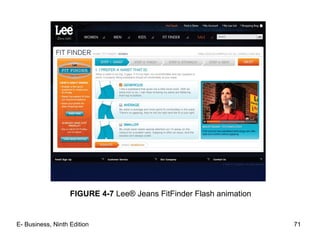 E- Business, Ninth Edition 71
FIGURE 4-7 Lee® Jeans FitFinder Flash animation
 