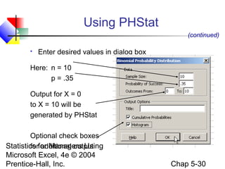 Phstat Price Chap05 discrete probability distributions | PPT