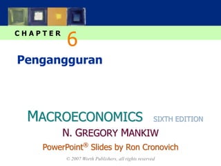 MACROECONOMICS
C H A P T E R
© 2007 Worth Publishers, all rights reserved
SIXTH EDITION
PowerPoint®
Slides by Ron Cronovich
N. GREGORY MANKIW
Pengangguran
6
 