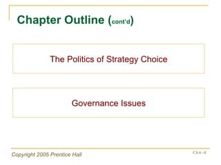 Chapter Outline ( cont’d ) The Politics of Strategy Choice Governance Issues 