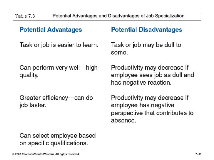 what are the advantages of specialization what are the advantages of specialization
