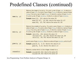 Java Programming: From Problem Analysis to Program Design, 3e Predefined Classes (continued) 