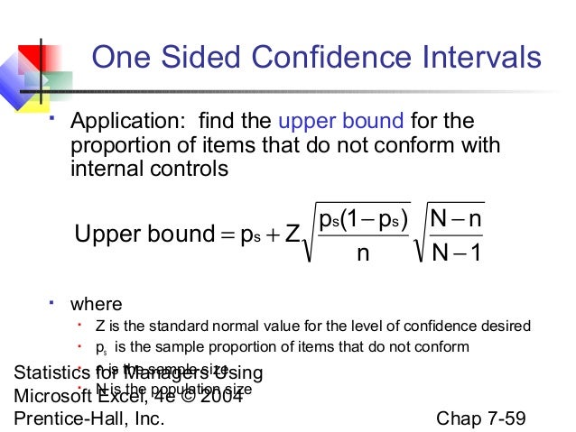 Single sided lower confidence level