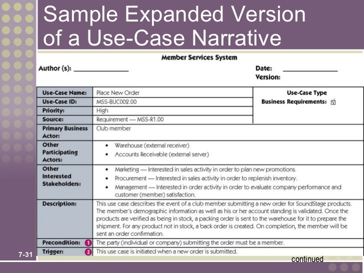 Chapter 7 Use Case Model