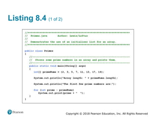 Copyright © 2018 Pearson Education, Inc. All Rights Reserved
Listing 8.4 (1 of 2)
 
