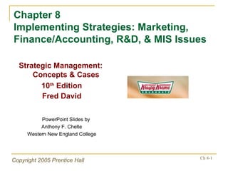 Chapter 8 Implementing Strategies: Marketing, Finance/Accounting, R&D, & MIS Issues ,[object Object],[object Object],[object Object],[object Object],[object Object]