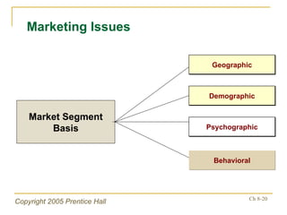 Marketing Issues Market Segment Basis Psychographic Behavioral Geographic Demographic 