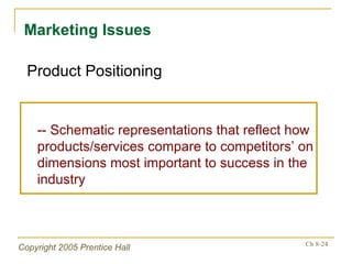 -- Schematic representations that reflect how products/services compare to competitors’ on dimensions most important to success in the industry Marketing Issues Product Positioning 