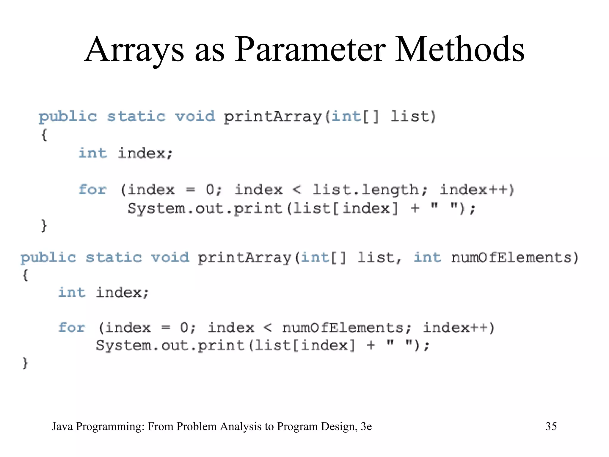 Arrays as Parameter Methods 