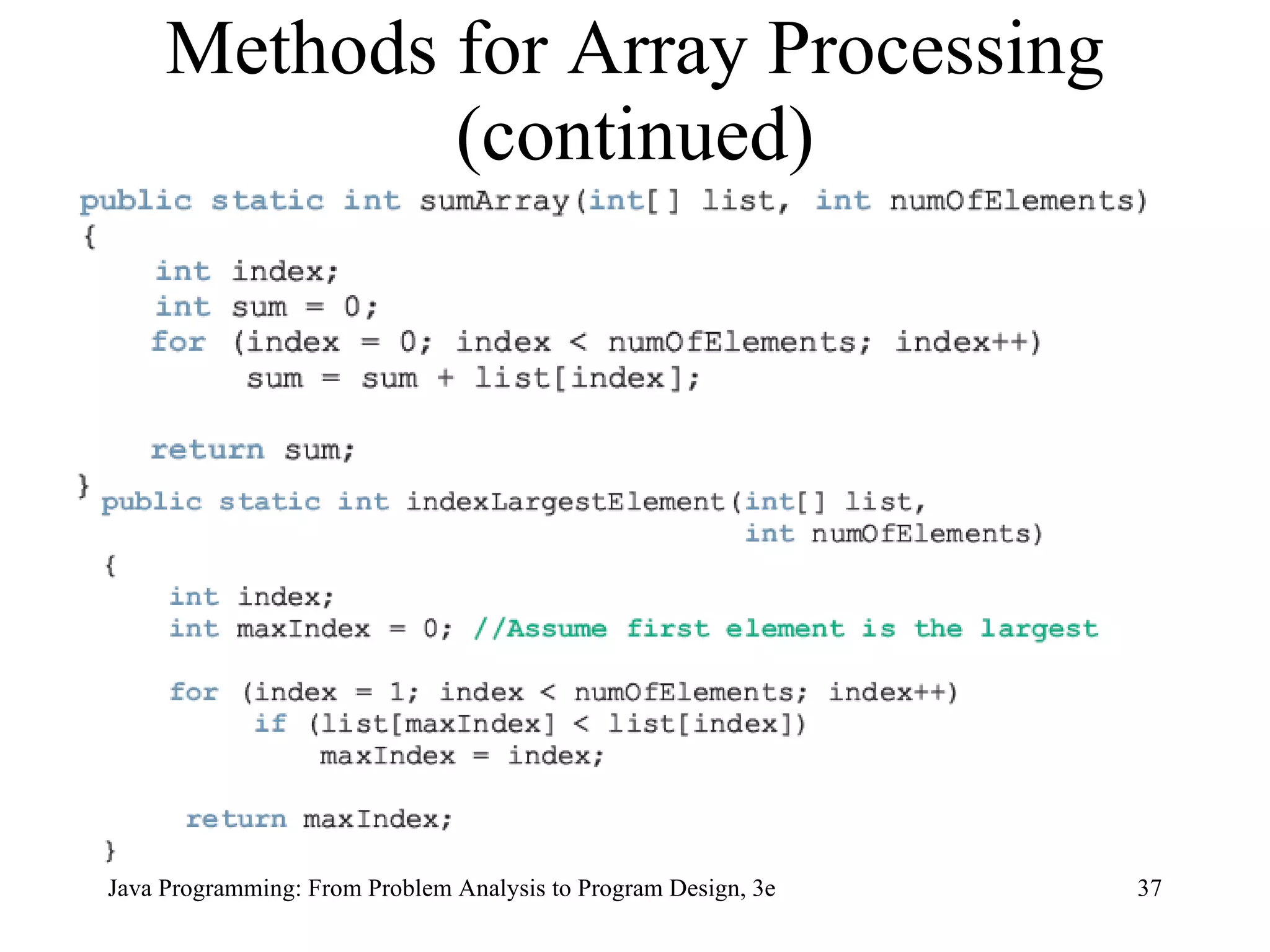 Methods for Array Processing (continued) 