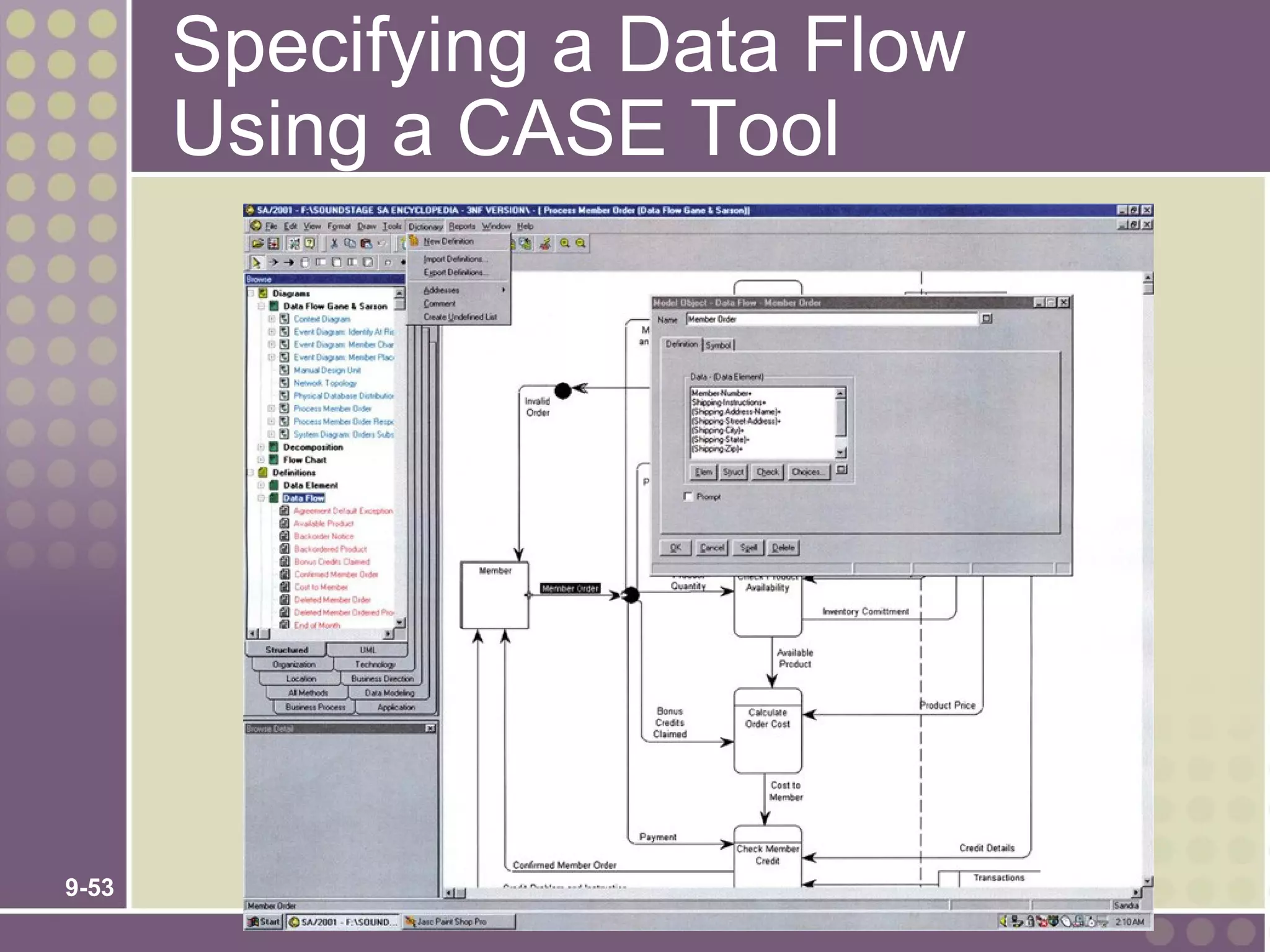 Specifying a Data Flow
       Using a CASE Tool




9-53
 